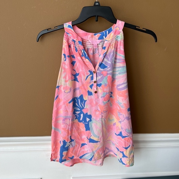 Lily Pulitzer Bailey Multi Playa Hermosa Vibrant Floral Silk Top Size Small - Picture 4 of 8